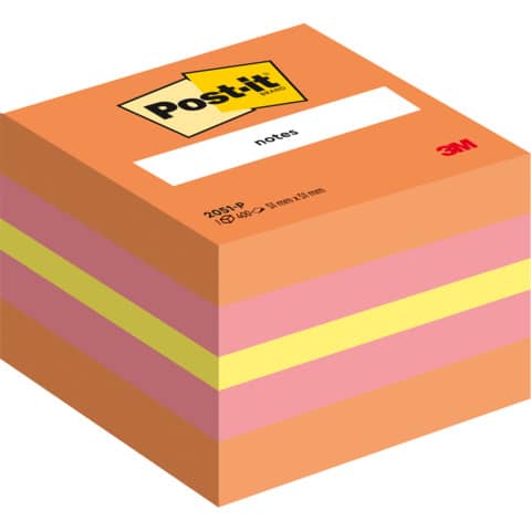 Foglietti riposizionabili colorati Post-it® Notes Minicubo 51x51 mm assortiti - 400 ff - 2051-P